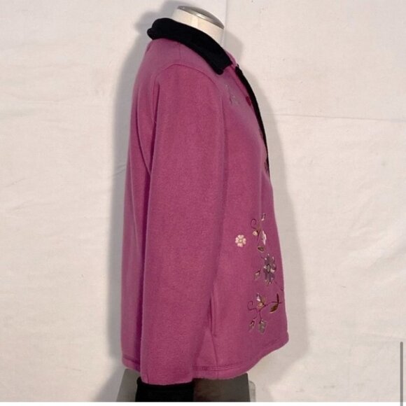 Vintage Crossroads Pink Fleece Embroidered Button  Up Cardigan S - Picture 10 of 10